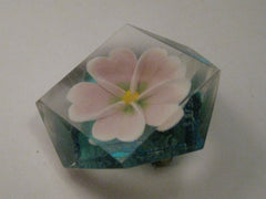 Vintage Lucite Reverse Carved and Painted Dogwood Brooch, Reverse Beveled, 1.5" - Mid-Century