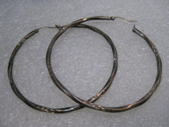 Vintage Sterling Twisted Hoop Earrings, Pierced, 2-1/8", 4.71 gr., 2mm