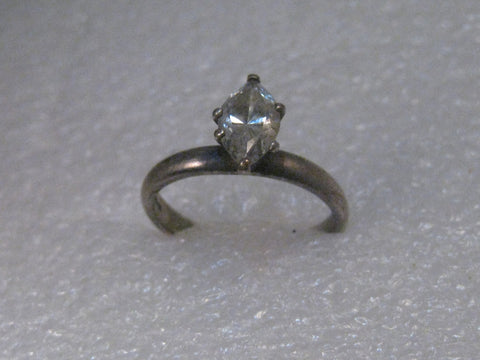Vintage Sterling Silver 1.30 ctw Marquis CZ Engagement Ring, size 8, 4.10 grams
