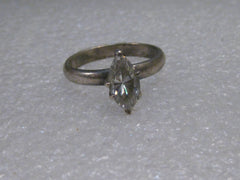 Vintage Sterling Silver 1.30 ctw Marquis CZ Engagement Ring, size 8, 4.10 grams