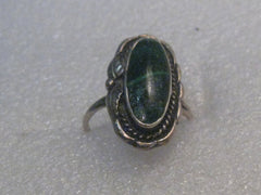 Vintage Southwestern Sterling Malachite Ring, Sz. 6.5, 4.77 gr., 1970's