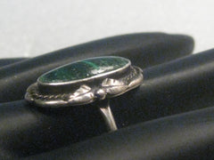 Vintage Southwestern Sterling Malachite Ring, Sz. 6.5, 4.77 gr., 1970's