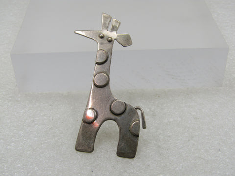 Vintage Sterling Giraffe Brooch, Handmade