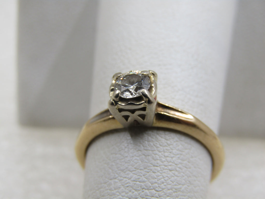 Vintage 14kt Diamond Engagement Ring, .20 ctw, size 7.5, Two-Tone, 1930's-1950's
