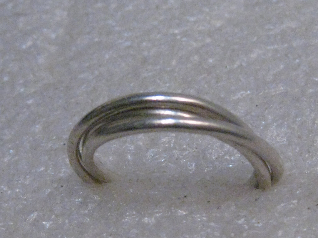 Sterling Silver Trinity Triple Band Ring,  Past, Present, Future, Wedding/Anniversary Band, Size 7, 3.39 grams, 1970's