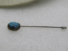 Vintage Southwestern Turquoise Stick Pin, Sterling Silver, 3.5", 4.30 gr. 1960's-1970's.