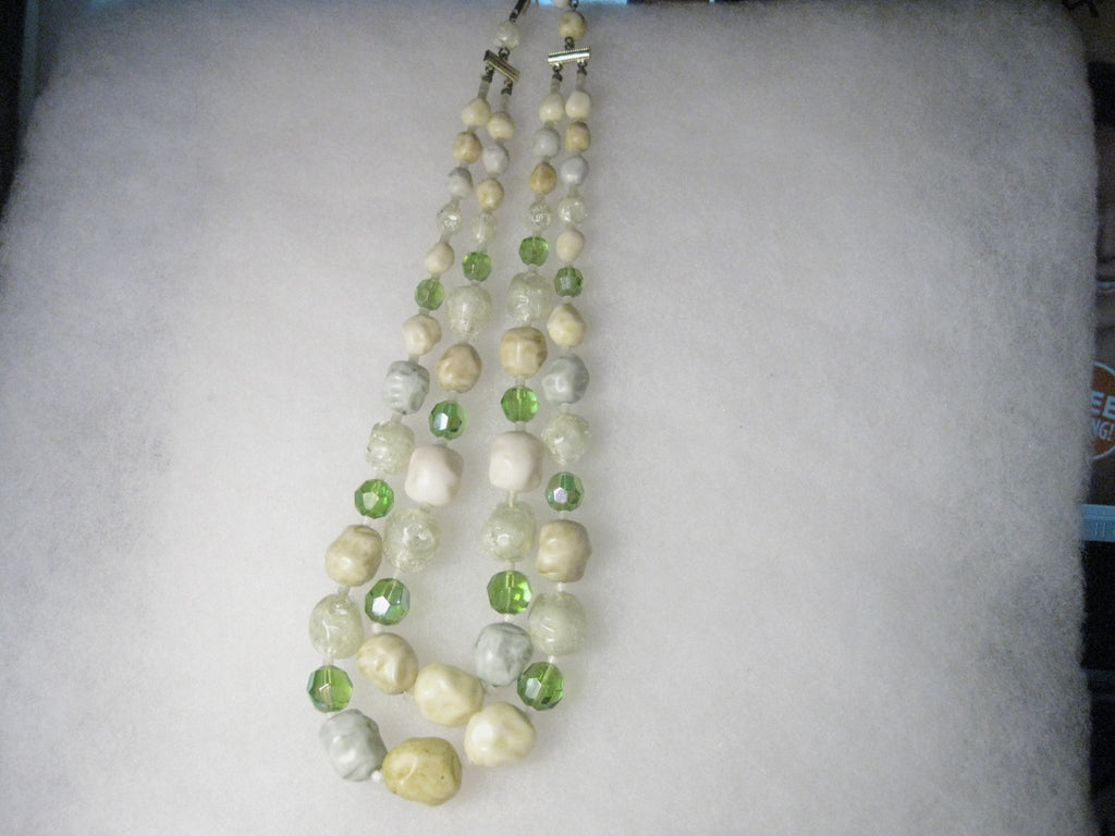Vintage Western German Green & Yellow Choker, Nugget-like, 15"