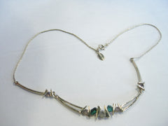 Vintage Goldtone 16" Choker with Faux Emerald and Diamond Stones, signed Parkland