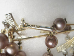 Vintage 1940's Triple Strand Mocha Satiny & Textured Beaded Choker/Necklace - Japan