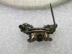 Early 1900's Enameled Crab Brooch, Light Teal, Fancy Crab, Mandarin/Chinese Design, 1"