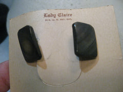 Vintage  Lady Claire Screw Back Earrings, Schein Bros., Fifth Ave. NY, Abalone-like ON CARD