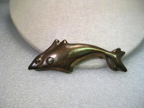 Vintage Sterling Silver Double or Twin Cresting Dolphin Brooch, Mexico - TV-119, 3", 10.61 grams