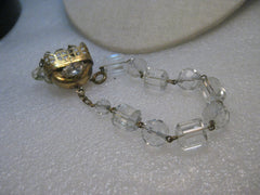 Vintage Art Deco Crystal Beaded Bracelet, 1920-1930's, Chandelier Dangle, Germany, Faceted, 7.5"