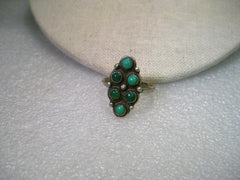 Vintage Sterling Silver Southwestern Turquoise Snake-Eyes Ring, 1960-1970's,  size 9.5, 5.24 grams
