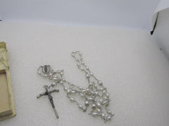Vintage Wrapped Pearl Rosary, 1960's, 25" - Faux pearls