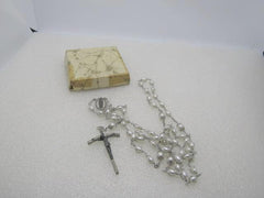 Vintage Wrapped Pearl Rosary, 1960's, 25" - Faux pearls
