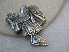 Vintage Silver Tone Saddle Brooch, Pressed Metal, Japan, 1950's/1960's, 2"