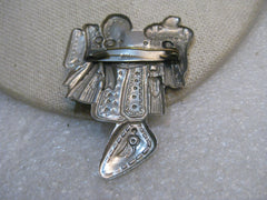 Vintage Silver Tone Saddle Brooch, Pressed Metal, Japan, 1950's/1960's, 2"