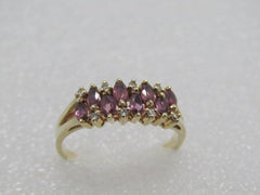 14kt Marquise Ruby Diamond Ring, Size 9, 3.18 gr, .50 tcw, Signed DRA