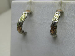 Sterling 12kt Black Hills Hoop Earrings, 3/4", 2.95 gr, Half-Hoops, 4mm, Leaves