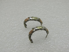 Sterling 12kt Black Hills Hoop Earrings, 3/4", 2.95 gr, Half-Hoops, 4mm, Leaves