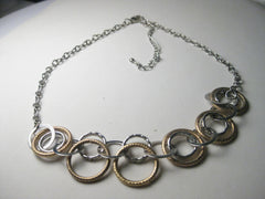 Vintage Silvertone/Goldtone Multi Ring Choker - Very Nice - 15"