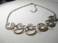Vintage Silvertone/Goldtone Multi Ring Choker - Very Nice - 15"