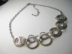 Vintage Silvertone/Goldtone Multi Ring Choker - Very Nice - 15"
