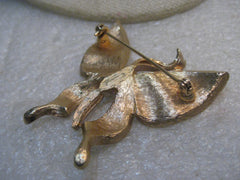 Vintage Two Tone Butterfly Brooch, Pink Enameling, 2", 1960's
