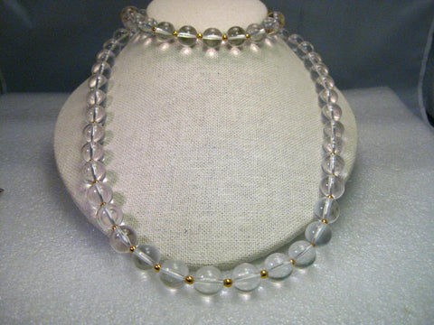 Vintage Joan Rivers 34" Gold Tone  Clear 11.5mm Beaded Necklace, Lobster Clasp