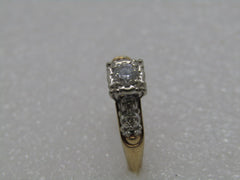 14kt Diamond Engagement Ring, .25 ctw+, size 6.5, Two-Tone, Signed D with Scroll