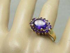 Vintage 10kt Amethyst Halo Ring, Multi-Stone, Appx.  2.5 TCW,  Size 9, 3.85gr.