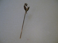 Estate 10kt FLower Stick Pin,  Rose Gold, Seed Pearl, 2", .79 grams