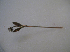 Estate 10kt FLower Stick Pin,  Rose Gold, Seed Pearl, 2", .79 grams