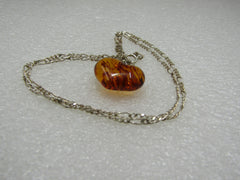 Vintage  Sterling Silver Amber Heart Necklace, 21.5" SOLD OUT