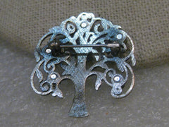 Vintage Sterling Tree of Life Brooch, Faux Gemstones, signed Anson, 1.25", 4.89 gr.