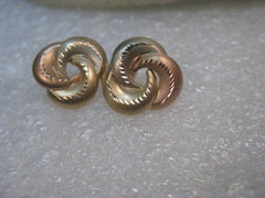 14kt Yellow & Rose Gold Earrings, Studs, Curved, 2/3", .73grams, signed JCM