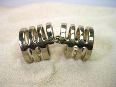 Vintage Gold Tone Hinged Full Finger Ring, Gold Bands with Open Spaces, sz. 8-9, 1.75" long