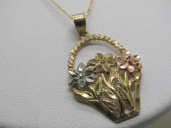 Vintage 10kt Gold Basket Necklace, 18", Signed D, 2.43 gr., Diamond Cut