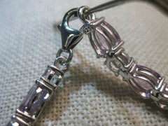 Sterling Silver Lavender & Clear Stone Tennis Bracelet, 7.5", 5.5mm wide, 13.49 gr.