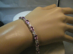 Sterling Silver Lavender & Clear Stone Tennis Bracelet, 7.5", 5.5mm wide, 13.49 gr.