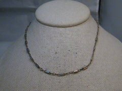 Vintage Sterling Silver Oval Link Necklace, Etched, 1940's/1950's, 5.43 Gr. 15"
