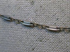 Vintage Sterling Silver Oval Link Necklace, Etched, 1940's/1950's, 5.43 Gr. 15"