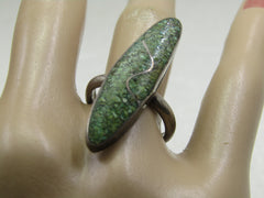 Vintage Sterling Southwestern Green Turquoise Chip Ring, Sz. 7