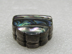 Vintage Sterling Mexican Abalone Pill Box, 1940's-1950's Signed ELM