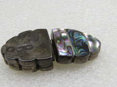 Vintage Sterling Mexican Abalone Pill Box, 1940's-1950's Signed ELM