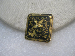 Vintage Damascene Soaring Bird Brooch, Square 1"