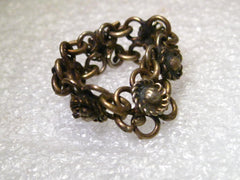 Vintage Brass  Beduoin Chain Mail Style Ring, Size 7, 8mm wide