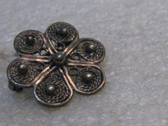 Vintage Sterling Filigree Brooch, 1", 4.22 grams, 1960's, Mid-Eastern/India