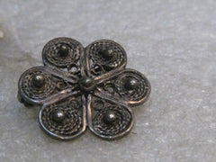 Vintage Sterling Filigree Brooch, 1", 4.22 grams, 1960's, Mid-Eastern/India